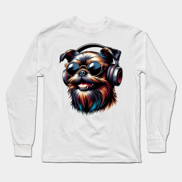 Brussels Griffon as Smiling DJ in Japanese Art Style Long Sleeve T-Shirt by ArtRUs